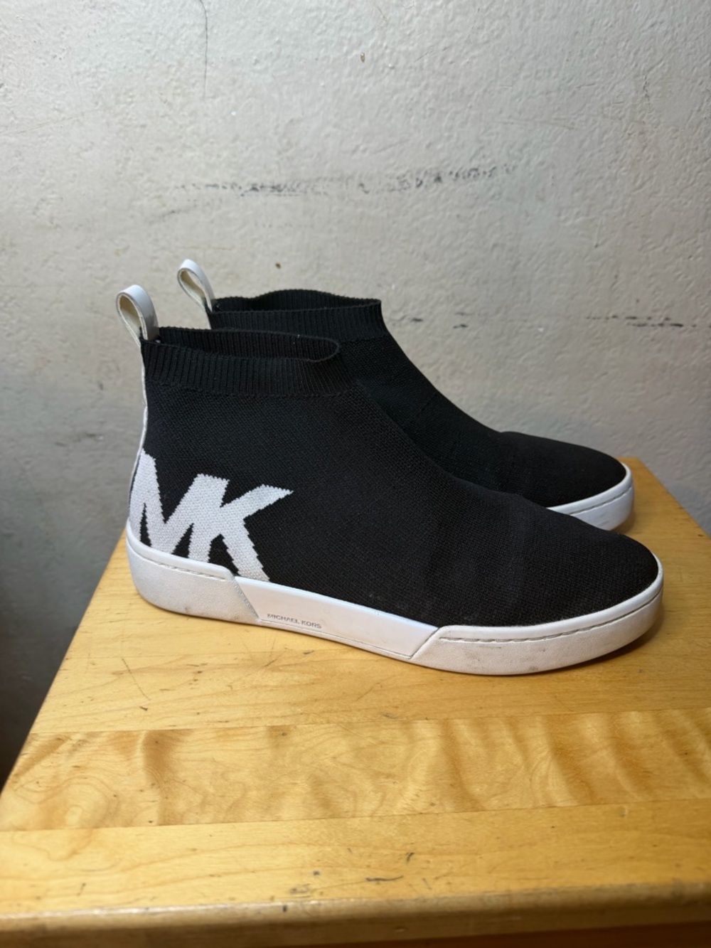 Michael Kors MK Logo Sock Sneakers Black White Slip-On Sneaker Boots - Picture 3 of 6
